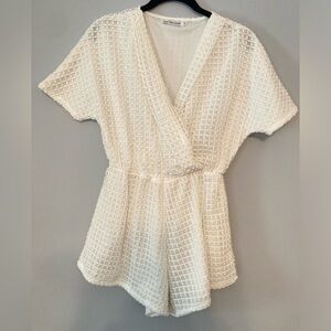 Chic Romper White Textured Toby Heart Ginger sz XS